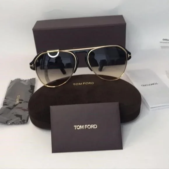 Tom Ford MARSHALL FT 0929 Shiny Black/Grey Brown Shaded 58/16/145 unisex Sunglas - Picture 7 of 9